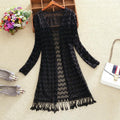 Women Slim Thin Lace Jacket Summer Long Sleeve Hollowing Tassels Medium Long Cardigan Womens Outerwear