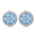 Natural Blue Classic Gemstone Round Stud Earrings 925 Sterling Silver Earrings For Women Fine Jewelry