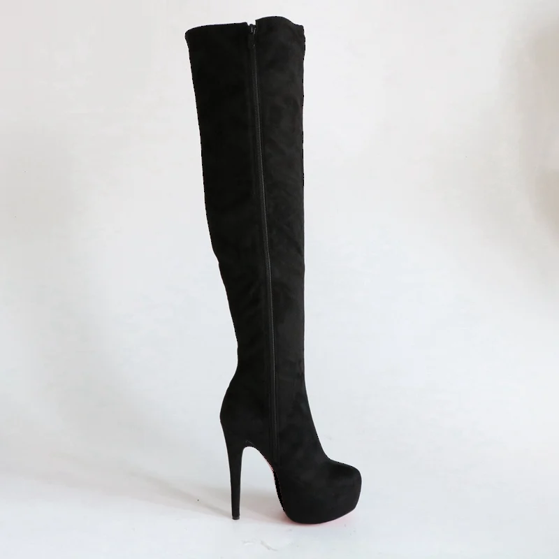 Warm Plush Winter Boots For Women Over The Knee High Heels Platform Shoes Ladies