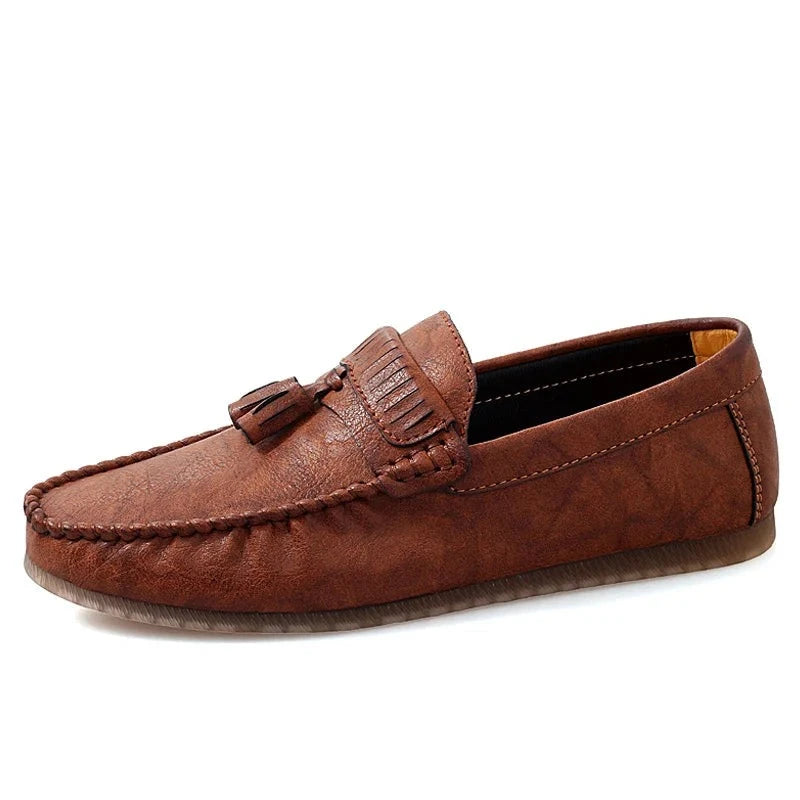 Leather Men Loafers Men Shoes Handmade Tassel Man Shoes Slip on Flat