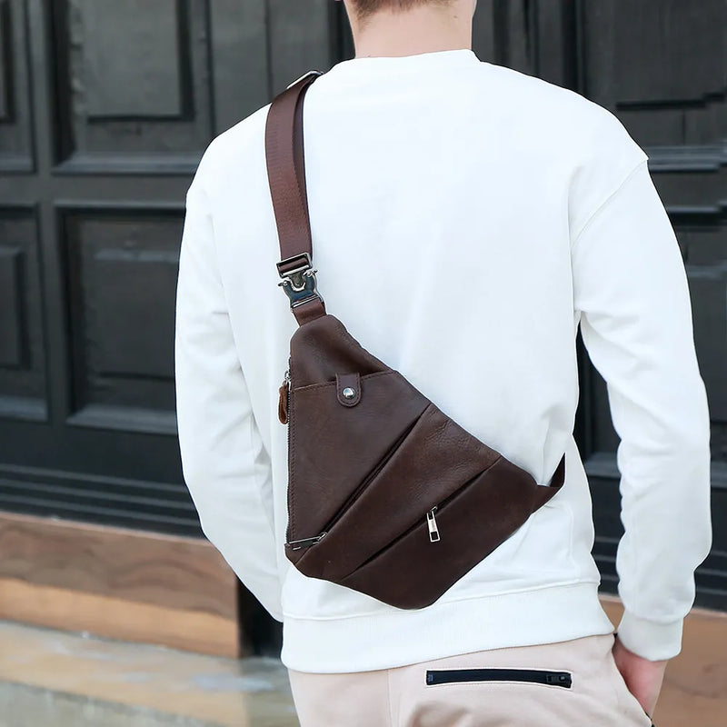 Genuine Leather Men Messenger Bag Casual Crossbody Bag Men's Handbag Men Chest Bag Male Shoulder Bag