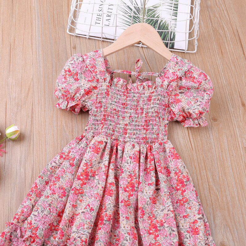 Baby Girl Summer Bohemia Dot Flower Dress Children Girl Beach Wear Dresses