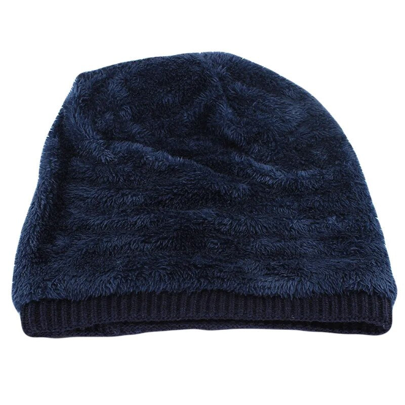 Winter Hat Men Solid Knitting Wool Beanies Winter Warm Comfortable Hat Outdoor Accessories Thick Bone