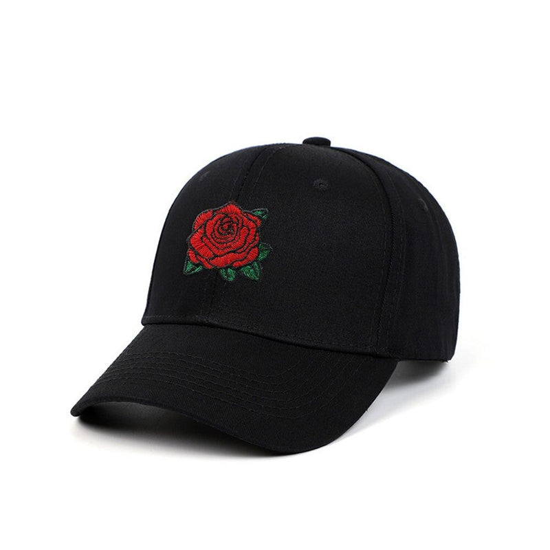 Embroidery Rose Flower Adjustable Baseball Caps Men Women Snapback Hats Casual Visor Sun Hats Street