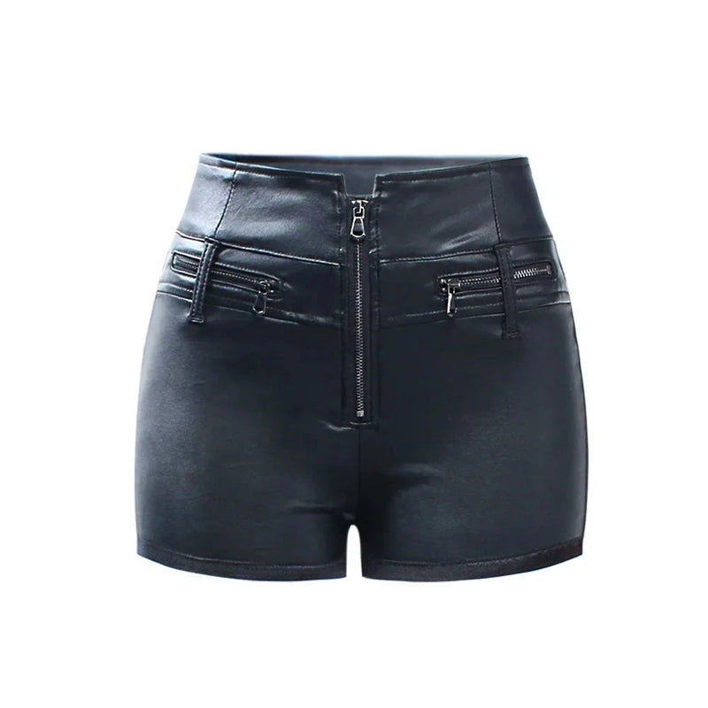 Mid High Waist Shorts Women Stretchy Zipper Shorts For Women