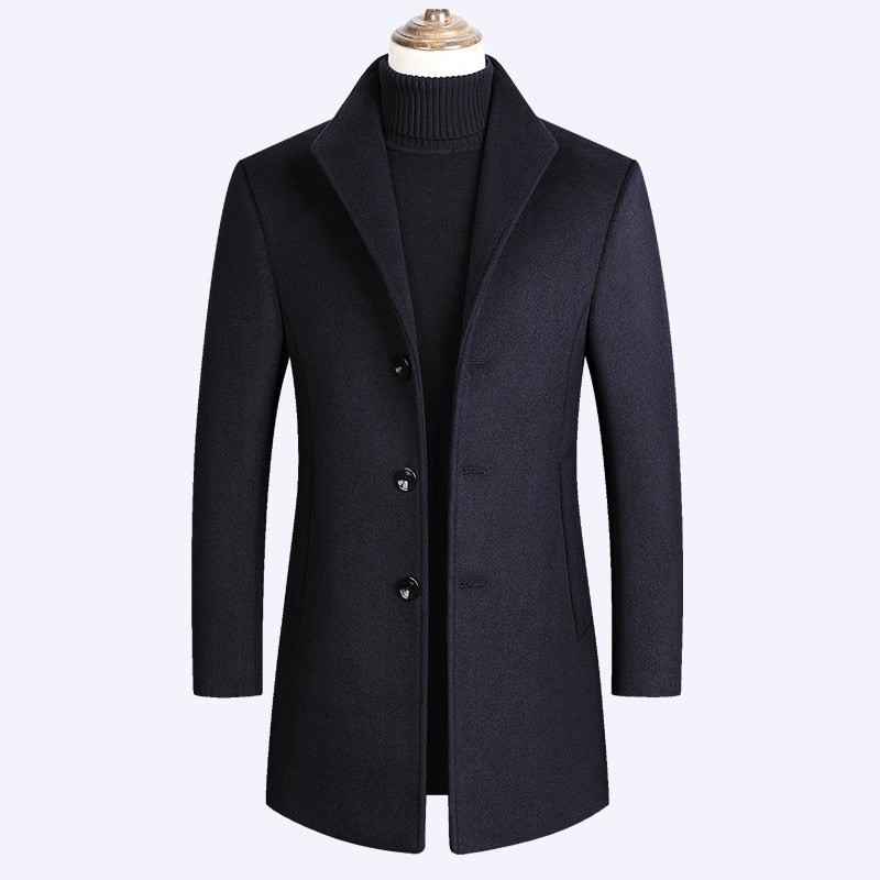 Men Wool Blends Coats Autumn Winter Solid Men Wool Jacket Smart Casual Male Turn Down Collar Coats Clothing