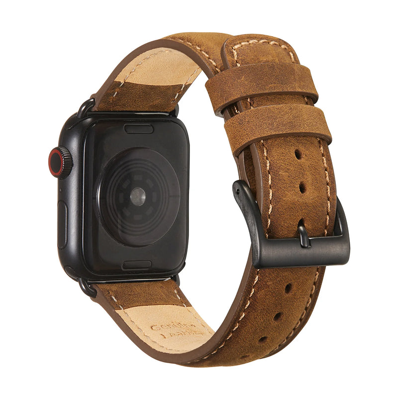 Leather Strap Compatible with Apple Watch 44mm 42mm 40mm 38mm Band Watchband For iWatch Series 7/6/SE/5/3 Bracelet