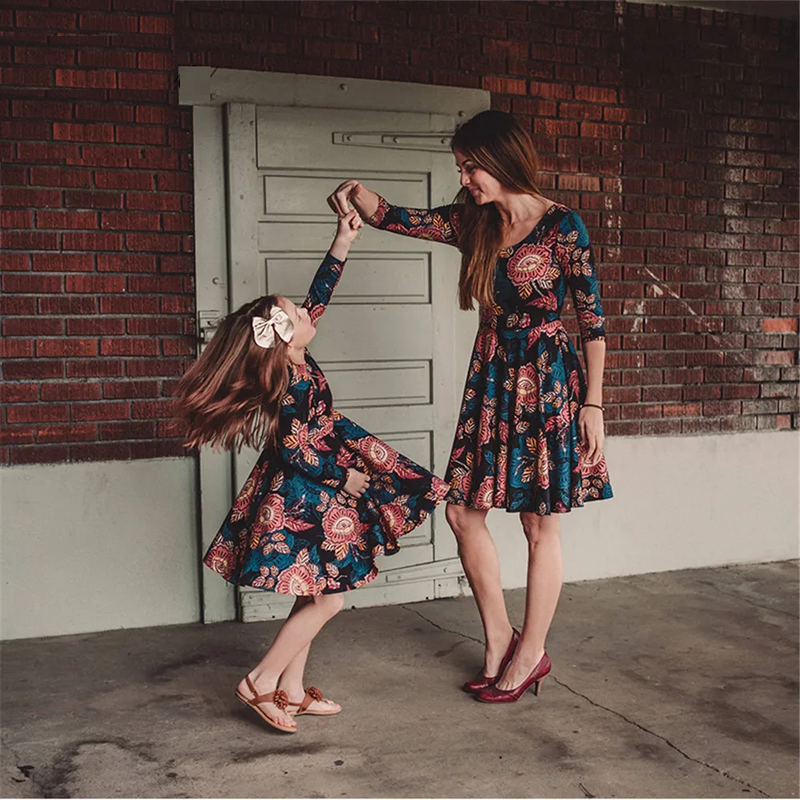 Mother And Daughter Matching Dress Spring Floral Mini Matching Outfits Mom and daughter Clothes