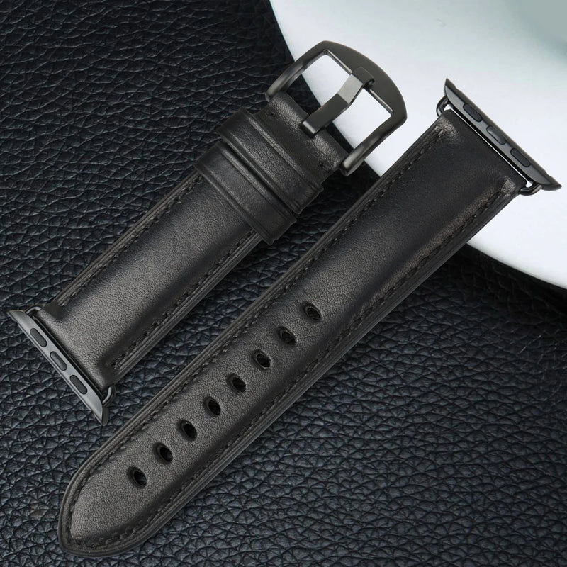 Genuine Leather Band For Apple Watch Series 7 6 SE 5 4 3 Men & Women iWatch Strap Watchband