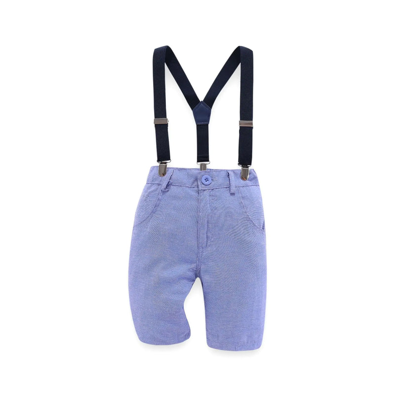 Kids Clothes Boy White Shirt With Bow Blue Pants Belt Suit Kindergarten Boy Dress Boy Outfits