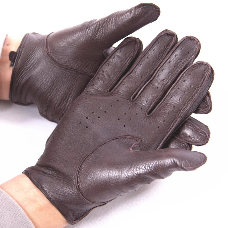 Gloves Male Real Leather Locomotive Driving Gloves Men Bent fingers Design More Comfortable