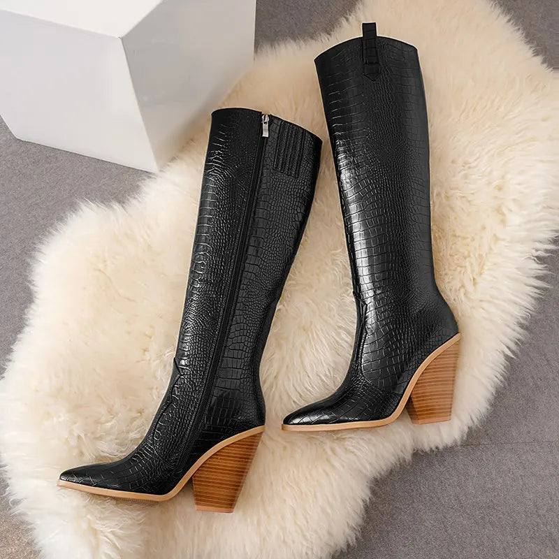 Women boots wedges high heels zipper knee high boots winter boots women shoes