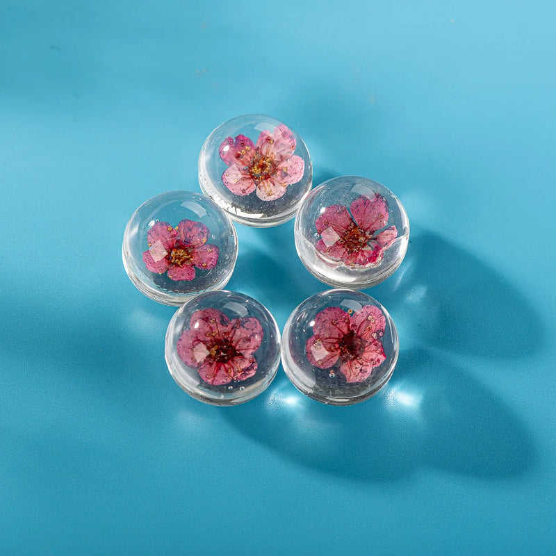 15mm-16mm 5pcs No-Hook Glass Ball And Flowers For DIY Earrings Bracelet Choker Necklace Jewelry Making Beads