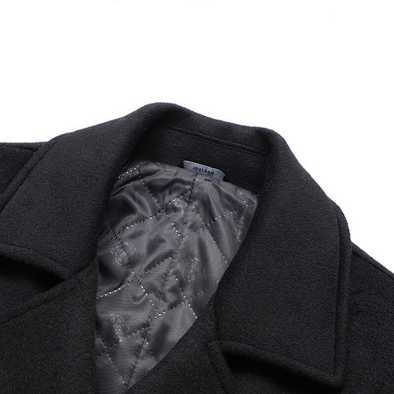 Autumn winter men woolen jackets long thicken trench warm leisure blend overcoats