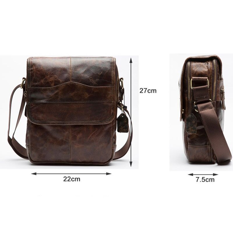 Men Crossbody Bags Male Casual Retro Shoulder Bag Multi-pockets Pack High Quality Genuine Leather Bags Purse