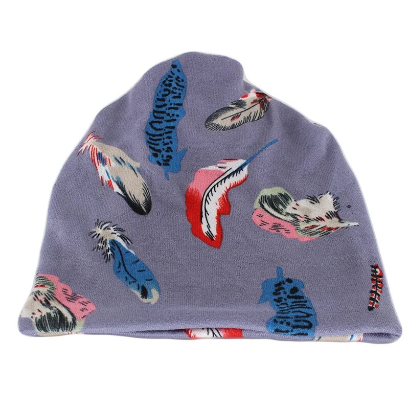 Autumn Women Warm Beanies Skullies Double Used Casual Girl Hat Scarf Leaf Female Bonnet Hats