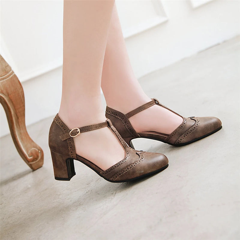 Women's Shoes Splice Pointed Toe Buckle Ladies High Pumps