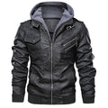 Motorcycle Leather Jacket Men Windbreaker Hooded Jacket Male Outwear Faux Leather Men Jackets Euro