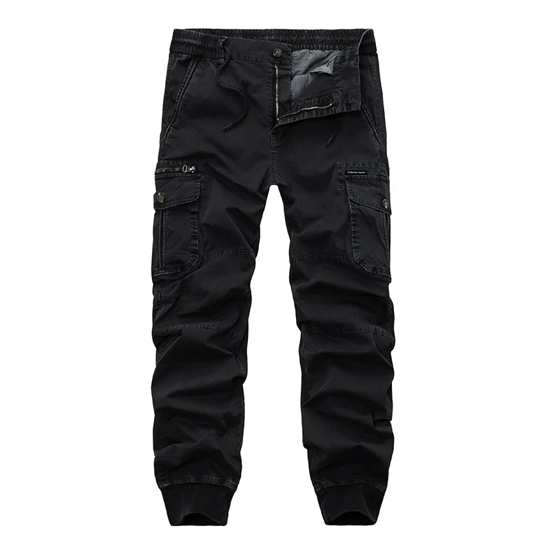 Casual Joggers Solid Pants Men Cotton  Elastic Trousers Military Style Army Cargo Pants