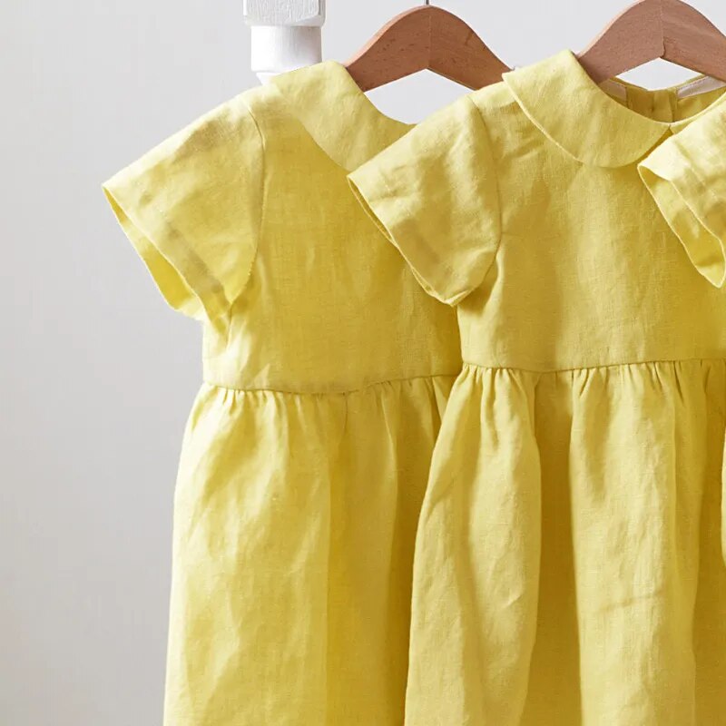 Cotton Linen Doll Collar Baby Princess Dress Girls Clothing Spring And Summer Dress