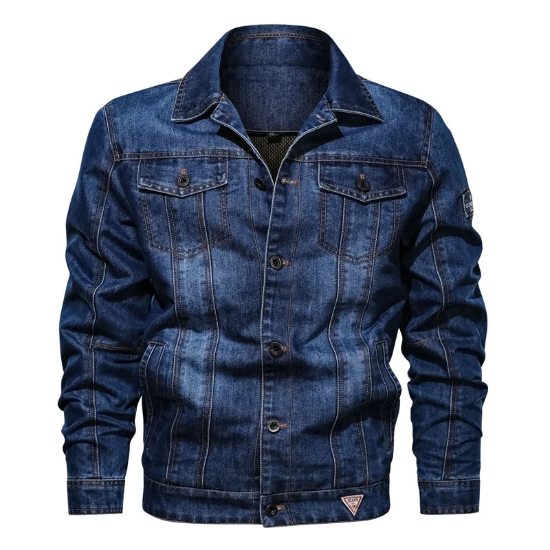 Spring Autumn Men's Denim Jacket Casual Slim Embroidery Ripped Jean Jackets Male Bombe