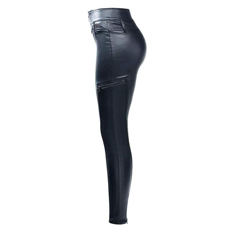 Leather Pants Warm Fleece Skinny Jeans Women Stretchy Motor Zipper Pencil Jeans For Women