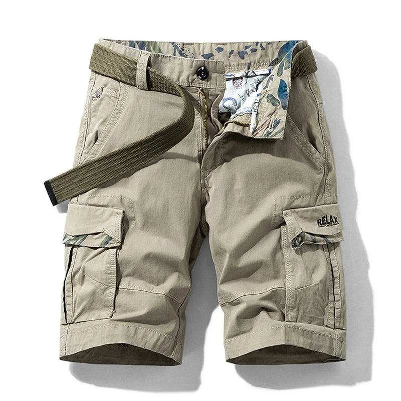 Cargo Shorts Men Spring Summer Breeches Cotton Bermuda Solid Denim Casual Multi-Pocket Pants Clothing Men’s Cargo Short