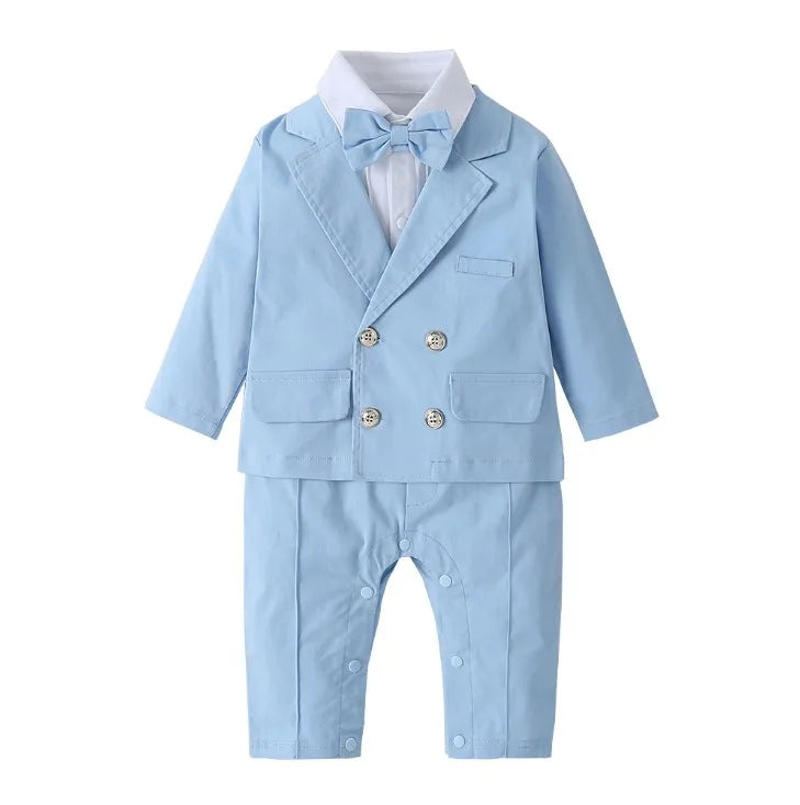 Gentleman Detachable Bowtie Decorated Baby Boys Suit Set Wedding Party Baby Boy Suit