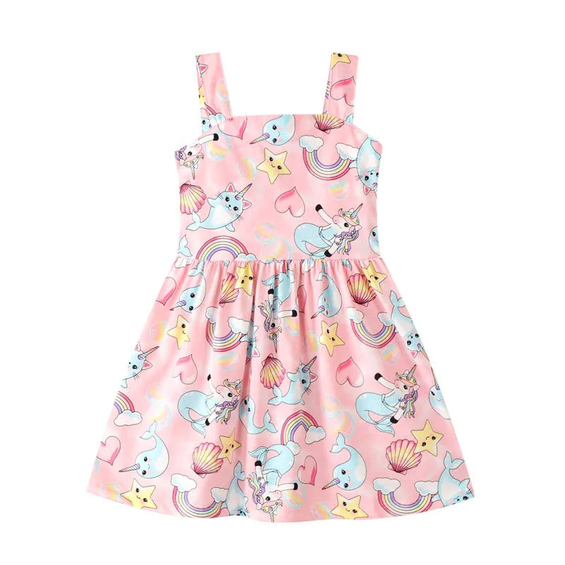 Sling kids girls dresses Rainbow Cloud Summer Baby Girls Sleeveless Dress Cotton Children Clothing Fashion frock