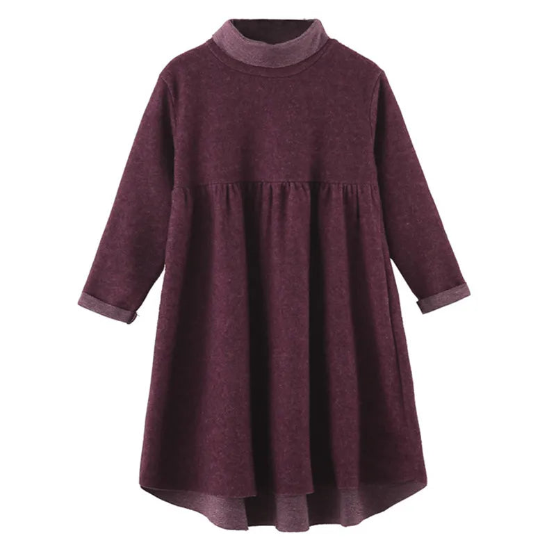 kids girls long sleeve turtleneck fall winter asymmetrical loose dress children girl casual dresses clothes