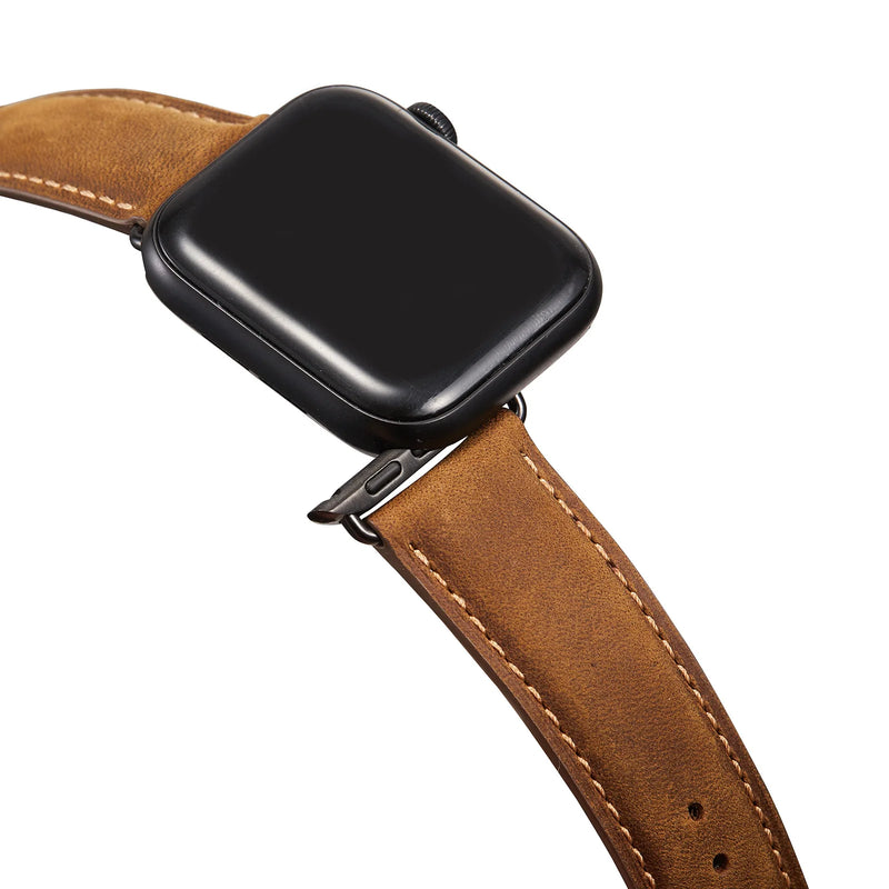 Leather Strap Compatible with Apple Watch 44mm 42mm 40mm 38mm Band Watchband For iWatch Series 7/6/SE/5/3 Bracelet