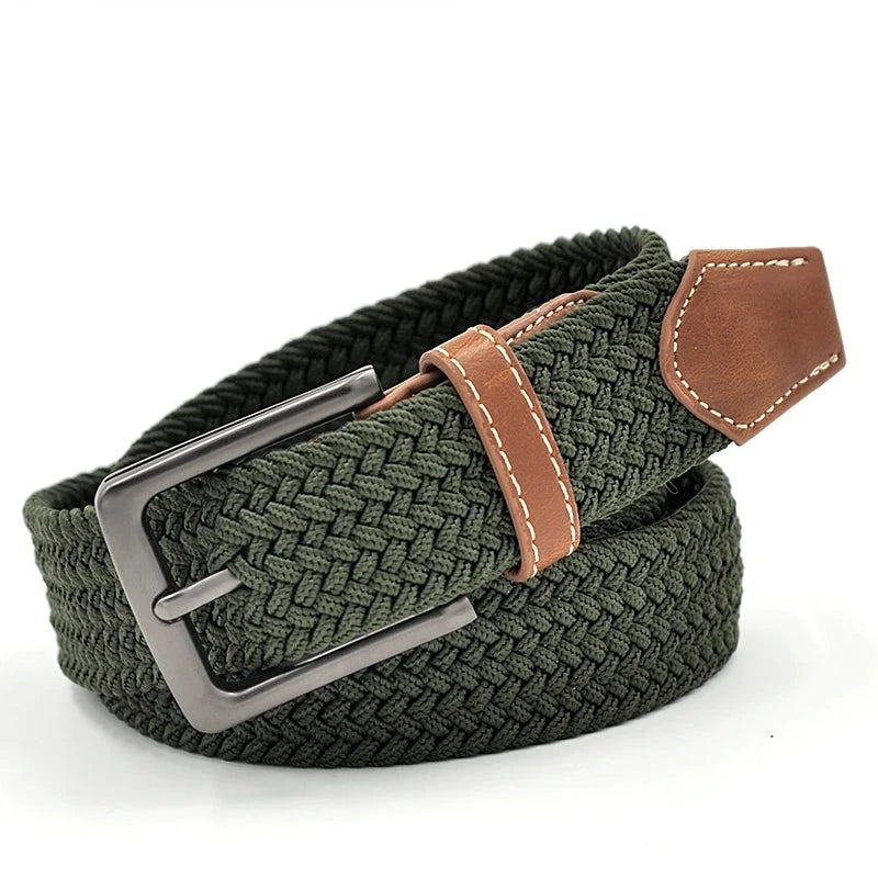 Men Woven Braided Fabric Comfort Stretch Casual Belts