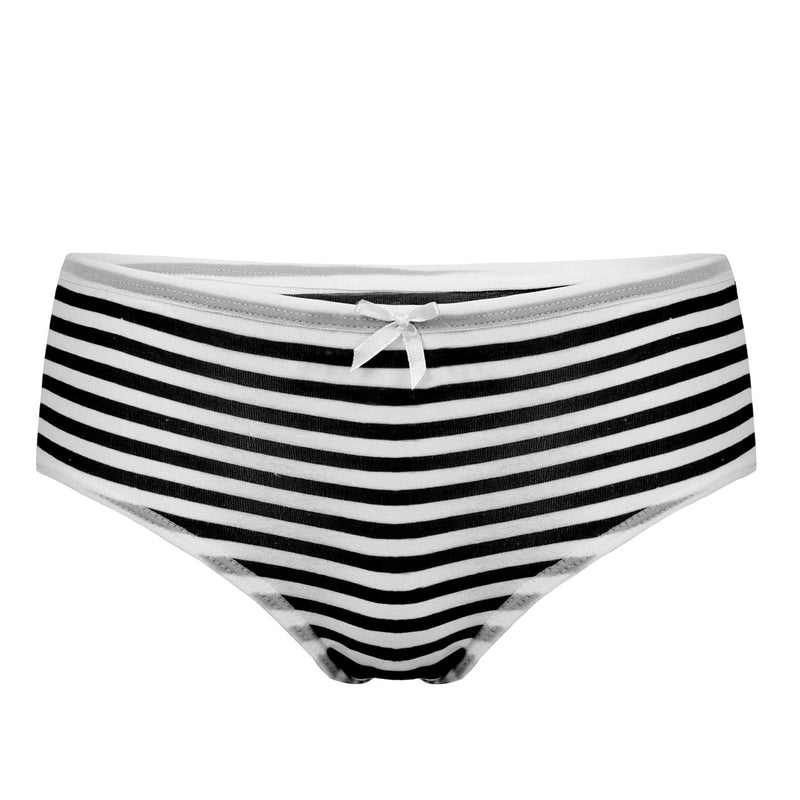 Womens Briefs Panties with Ribbon Bowknot Underpants Navy Style Stripe Middle Waist Cotton Undergarment Underwear