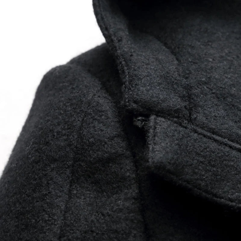 Winter men's wool coat Long trench coat Clothing Top hooded woolen coat men