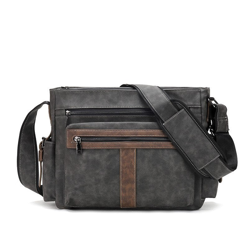 Men Leather Shoulder Bags Casual Vintage Crossbody Bag Large Capacity Travel Bags Messenger Bag Satchels