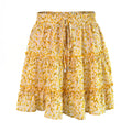 Ruffles Women Skirt Elastic Band High Waist Lace Up Female Skirt Floral Summer New Mini A-line Skirt