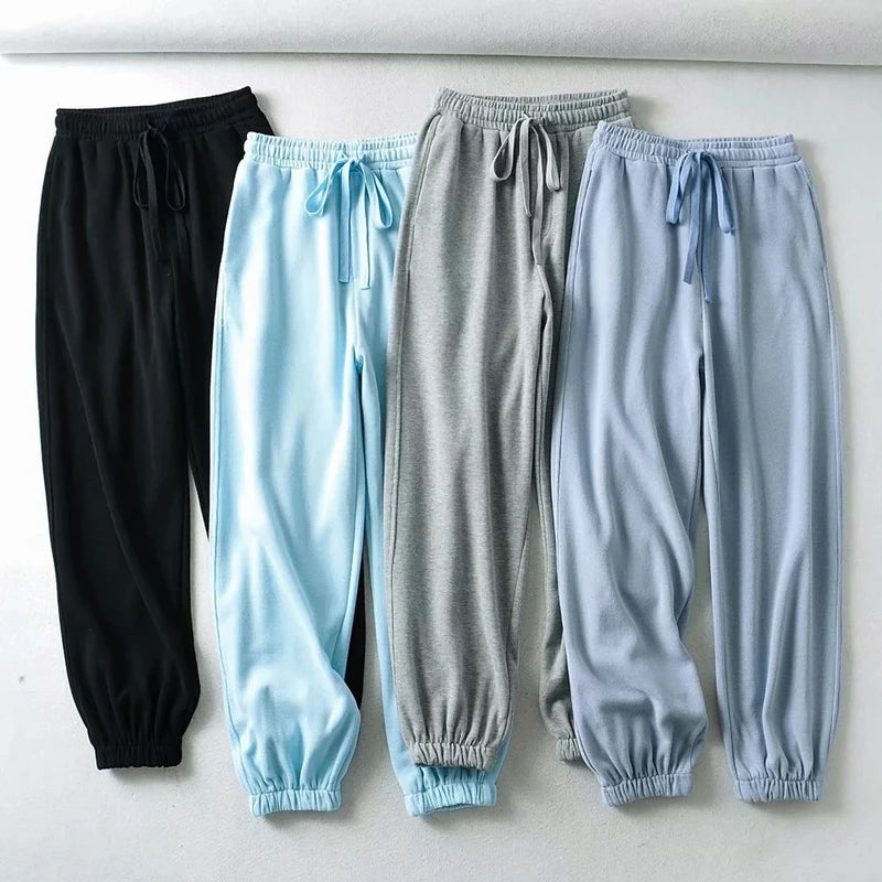 Women Workout Cotton Harem Pants Casual Elastic Waist Sweatpants Pockets Tracksuit Trousers