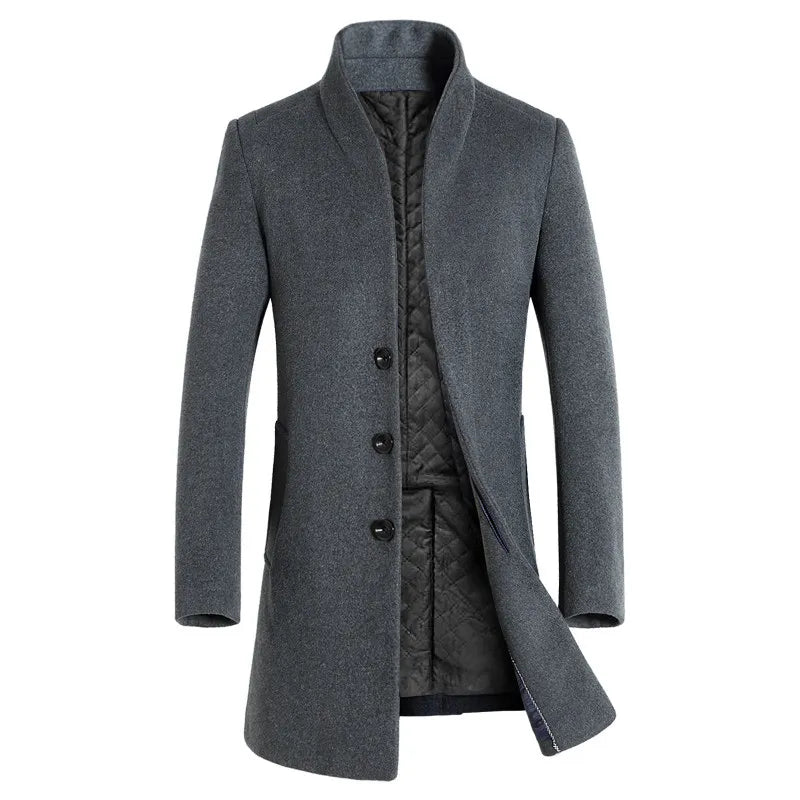 Autumn Winter Brand Men Wool Blends Coats Overcoat Luxury Business Casual Wool Coat