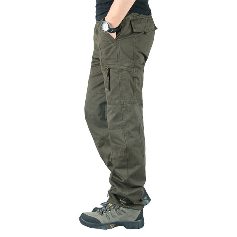 Cargo Pants Men Cotton Tactical Multi-Pocket Overalls Male Combat Loose Trousers Military Work Straight Joggers