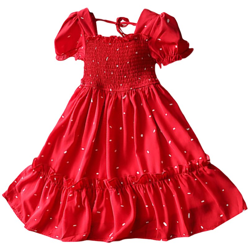 Baby Girl Summer Bohemia Dot Flower Dress Children Girl Beach Wear Dresses