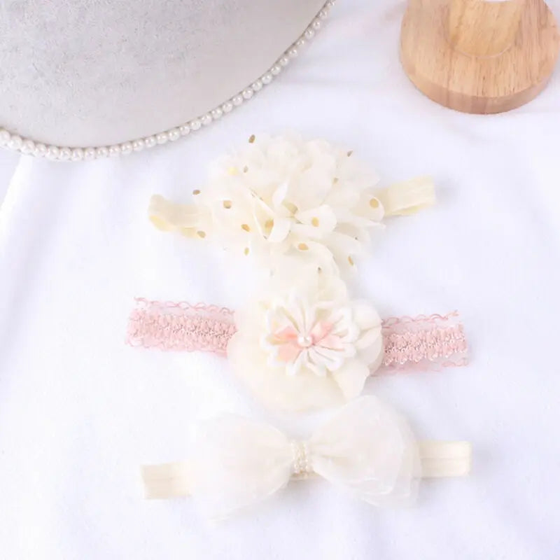 3pcs/Set Baby Kids Girls Bowknot Headband Toddler Elastic Hair Band Headwear Bow