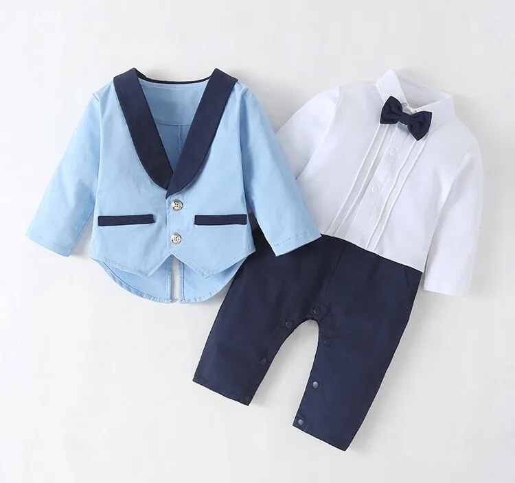 Arrival Gentleman Detachable Bowtie Decorated Baby Boys 2-piece Suit Set/Wedding Party Baby Boy Suit