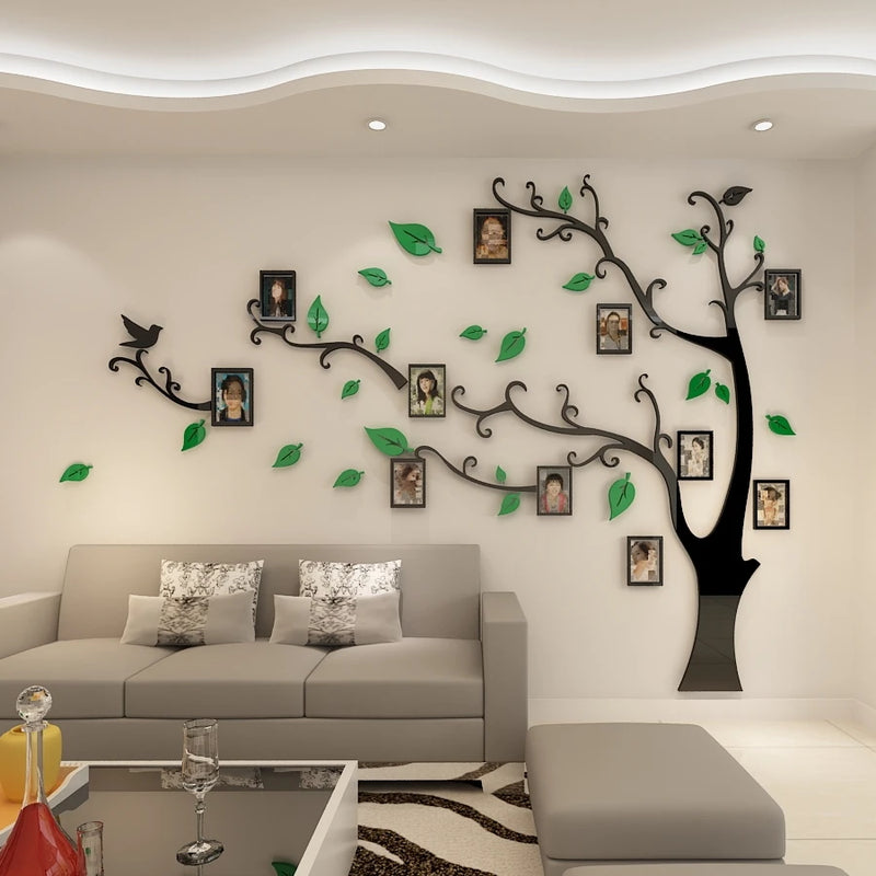 Crystal Stereo 3d Acrylic Wall Stickers Photo Frame Tree Sofa TV Background Wall Living Room Art Stickers