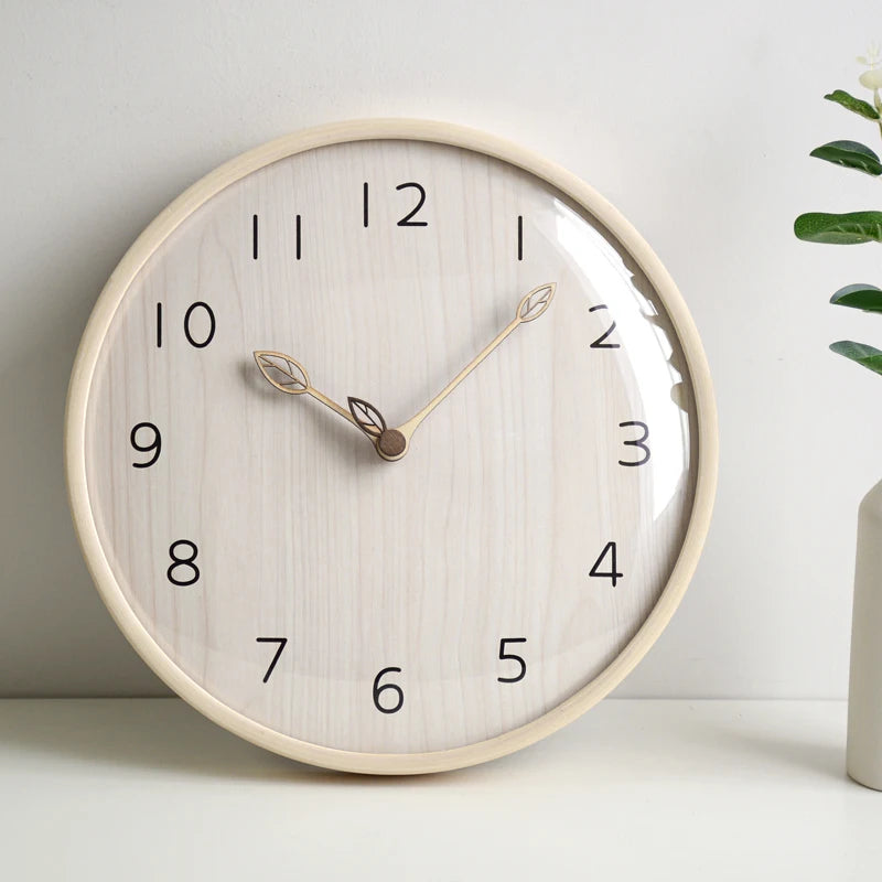 Solid wood wall clock modern minimalist living room home silent clock personality creative Nordic clock