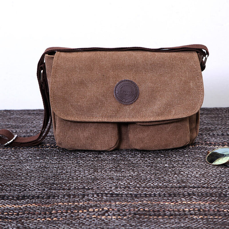 Men Messenger Bags Canvas Shoulder Bag Casual Style Satchels Solid Crossbody Bag Retro Small Bags