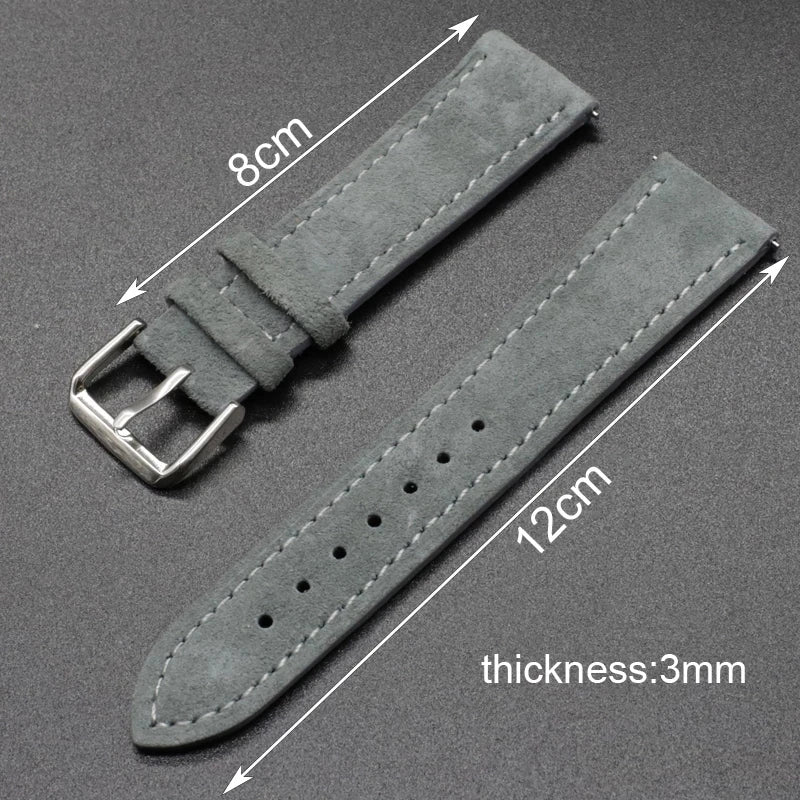 Leather Watchband Vintage Watch Strap Tan Brown Blue Soft Wristband Belt