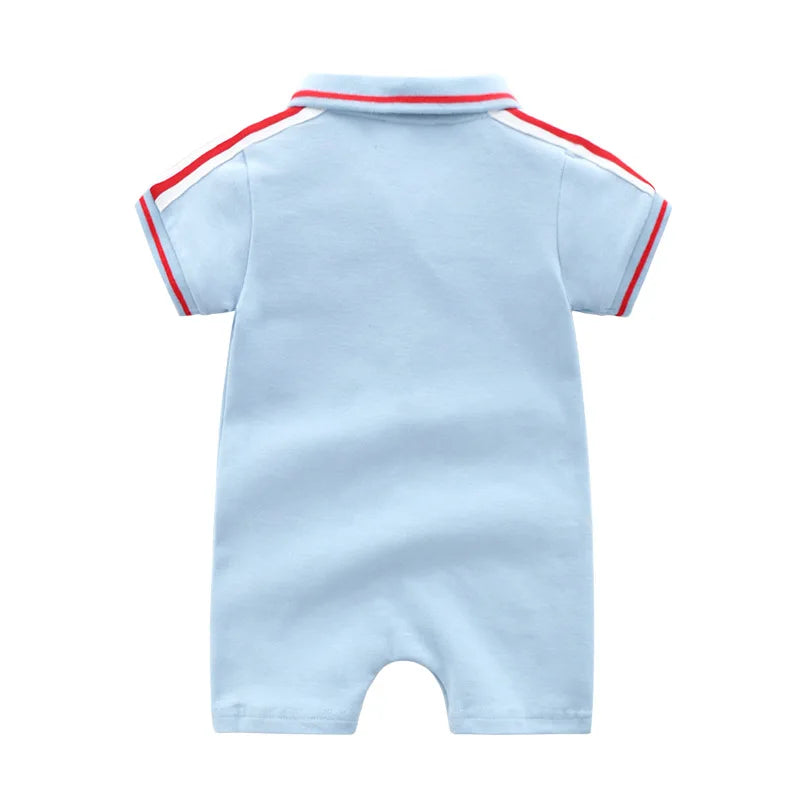 Newborn baby boy summer clothes romper light blue short sleeve cotton jumpsuit outfits infant baby clothing