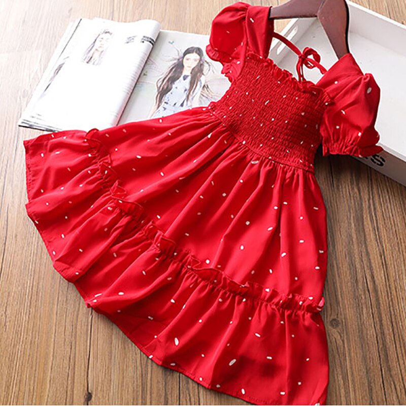 Baby Girl Summer Bohemia Dot Flower Dress Children Girl Beach Wear Dresses