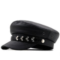 Women Flat Topped Bright Autumn Winter Black Military Hat Girl Beret Classic Retro Cap