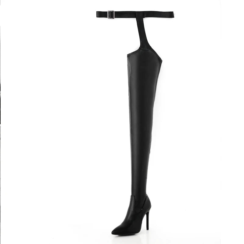 Strap Thin High Heels Women Boots Over The Knee Booties Pointed Toe Female Shoes